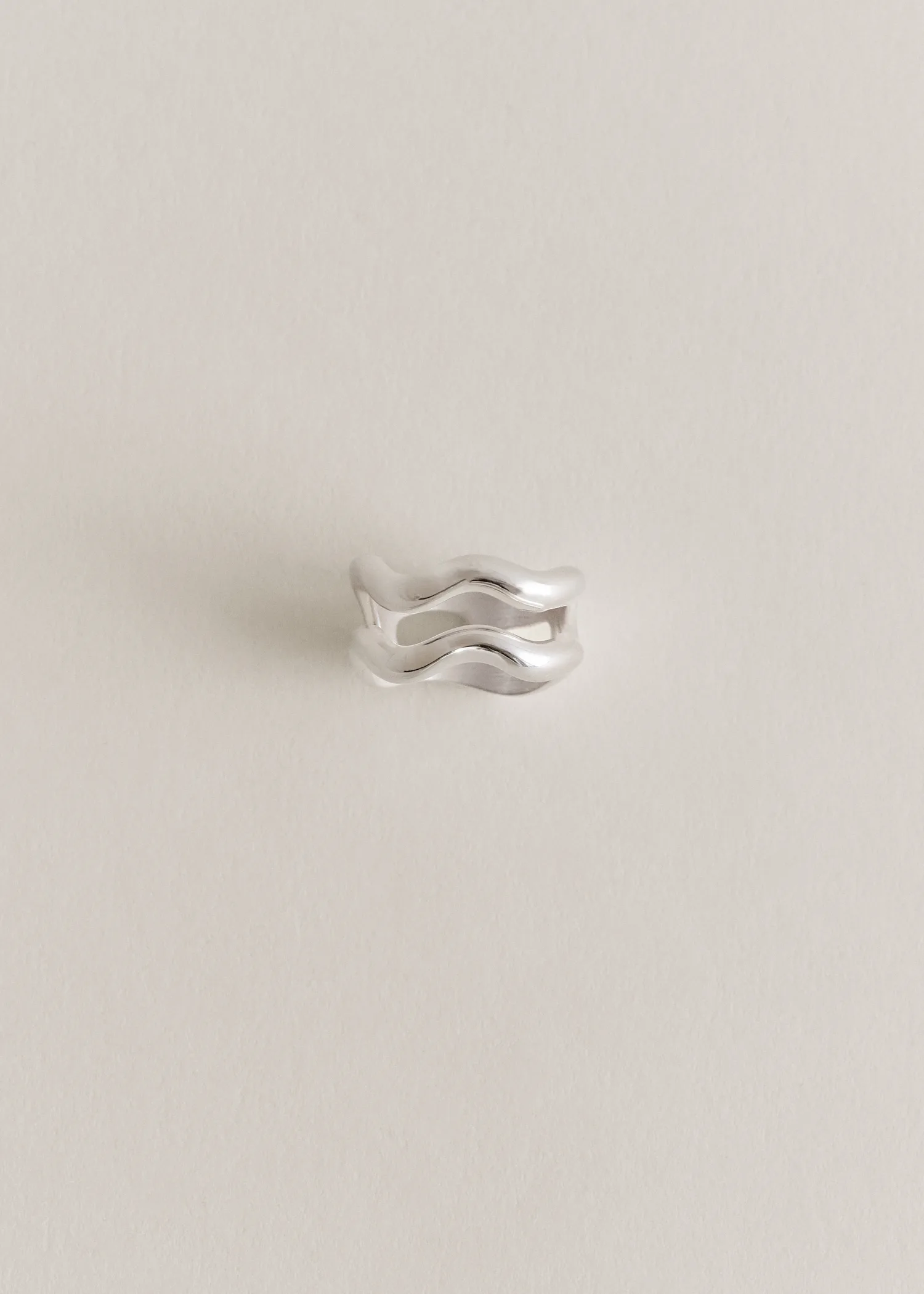 Aurea` Polished Twin Ring - Silver