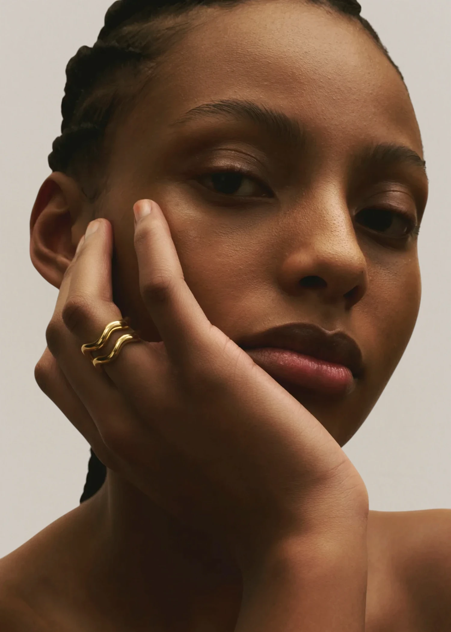 Aurea` Polished Twin Ring - Gold